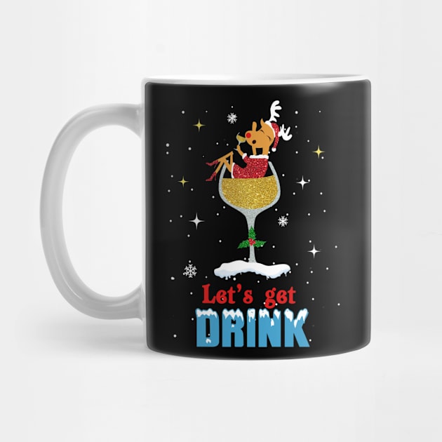 Reindeer Drink Wine Christmas by TeeSky